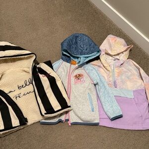 Girls bundle of jackets in Black, Blue, and Purple